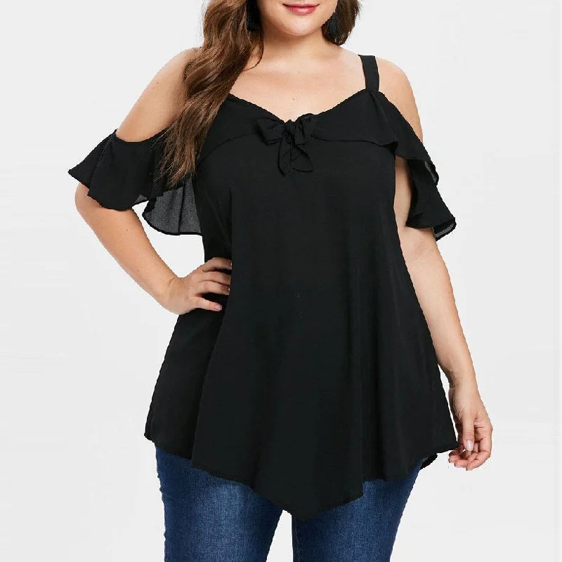 Women’s Office Dresses Bowknot Chiffon Plus Sizes Short Sleeves Shirts