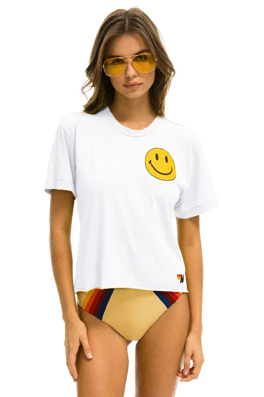 Winter Cardigans For Women SMILEY 2 BOYFRIEND TEE - WHITE