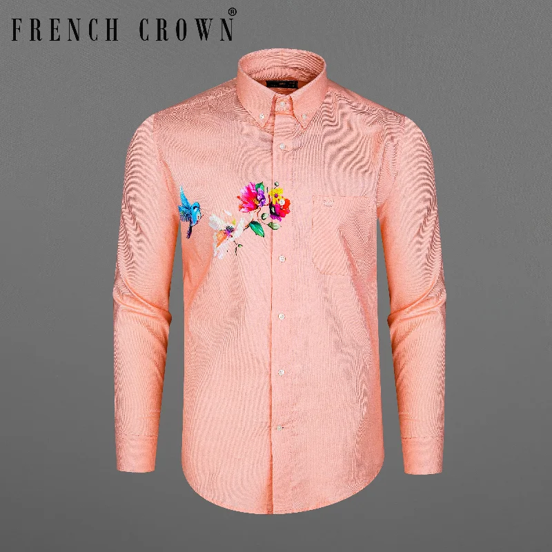 Women’s Trendy Bottoms Cashmere Peach Twill Tropical Printed Premium Cotton Designer Shirt