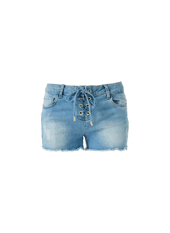 Casual Fashion Wear Alexi Lace Up Denim Shorts