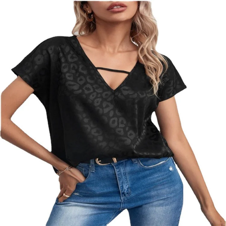 Affordable Fashion For Women Women Short Sleeves V Neck Blouses