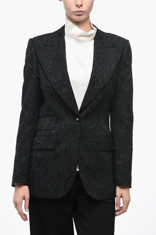 Women’s Designer Clothes Dolce & Gabbana Single-Breasted Jacquard Blazer With Peak Lapel 38 Italian Size