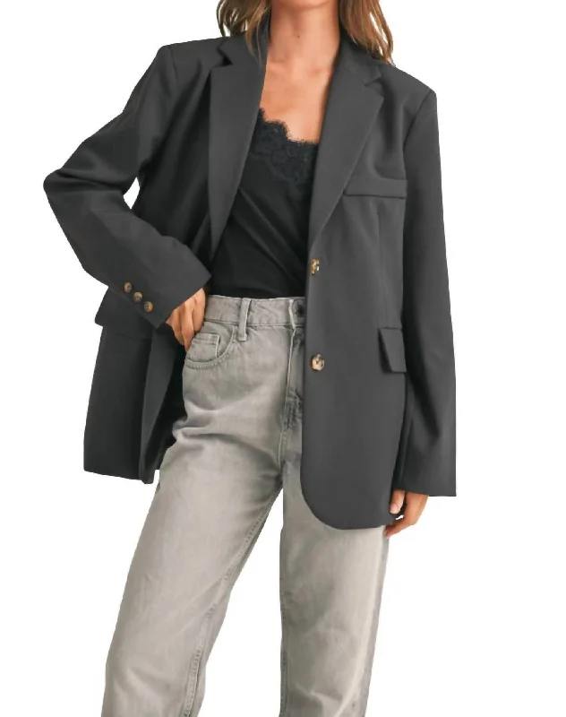 Women’s Casual Outerwear Sleek Oversize Blazer In Charcoal