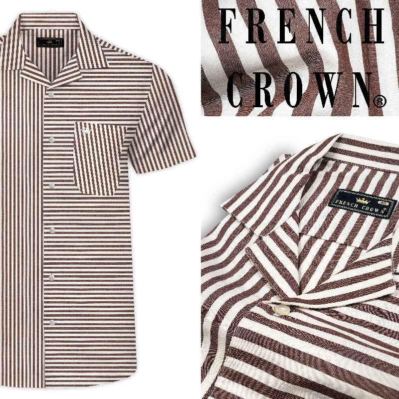 Stylish Business Wear Millbrook Brown and White Striped Premium Cotton Designer Shirt