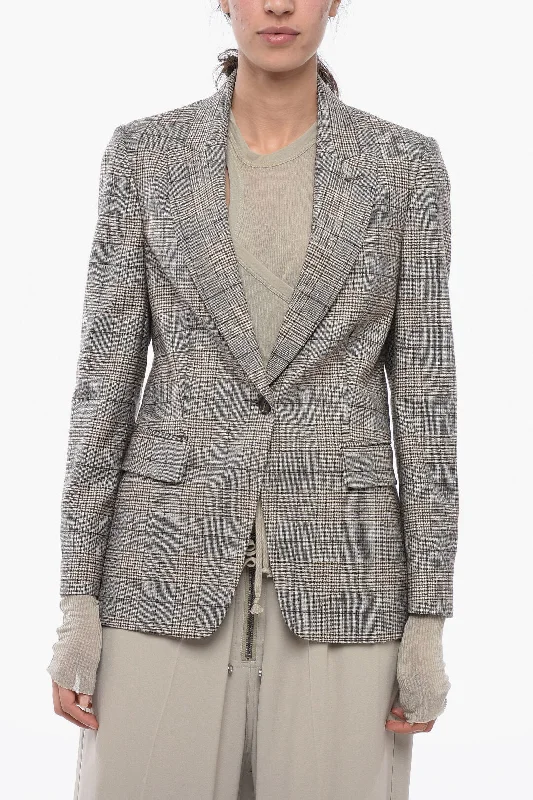 Women’s Summer Tops Brunello Cucinelli District Check Wool Blend Blazer With Peak Lapel 42 Italian Size