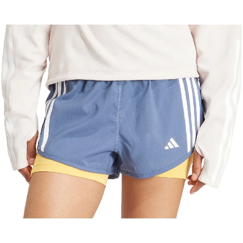 Fashion Dresses Online adidas Own The Run 3 Stripes 2 In 1 Womens Running Shorts - Blue