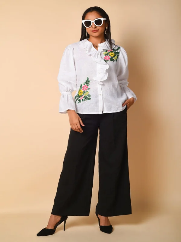 Stylish Business Wear Dreamy Floral Linen Shirt