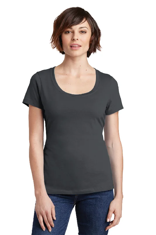 Women’s Office Dresses District Womens Perfect Weight Short Sleeve Scoop Neck T-Shirt - Charcoal Grey - Closeout