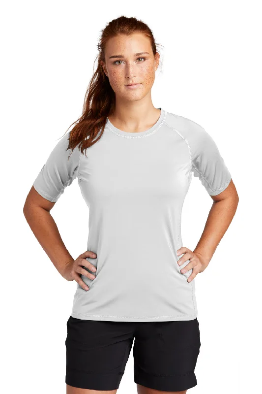 Stylish Fashion For Women Sport-Tek Womens Rashguard Moisture Wicking Short Sleeve Crewneck T-Shirt - White