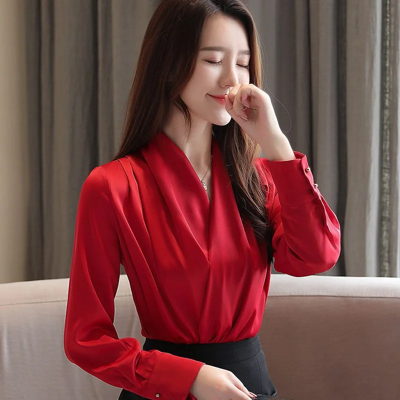 Women’s Work Clothes Online Summer Office Lady Long Sleeves Chiffon Shirts