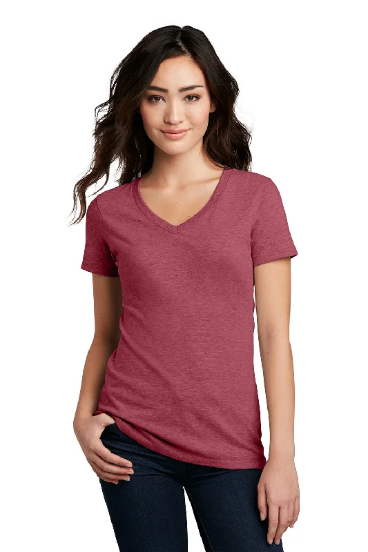 Women’s Trendy Outerwear District Womens Perfect Blend Short Sleeve V-Neck T-Shirt - Heather Red