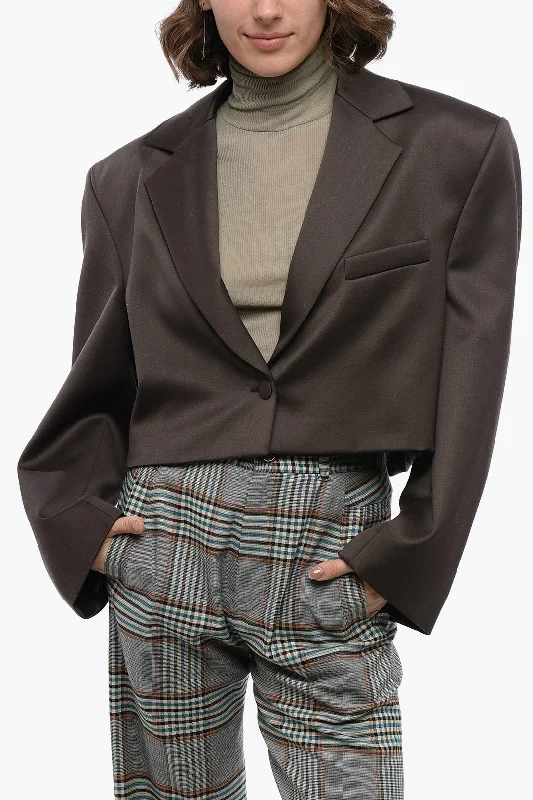 Fashion Dresses Online Magda Butrym Cool Wool Cropped Blazer With Oversized Fit 38 Italian Size