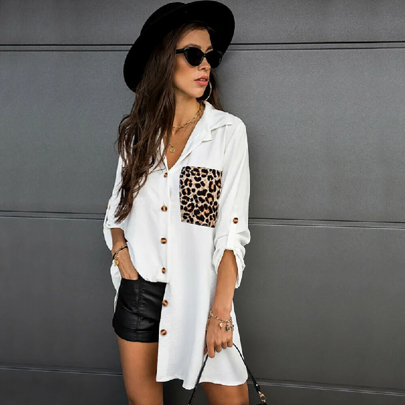 Comfortable Women’s Boots Casual Leopard Long Sleeves Women Shirts