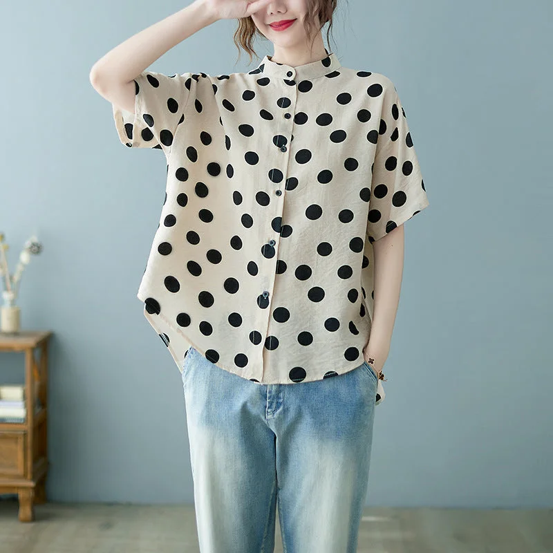 Women's Formal Pants Summer Apricot Dot Women Shirts