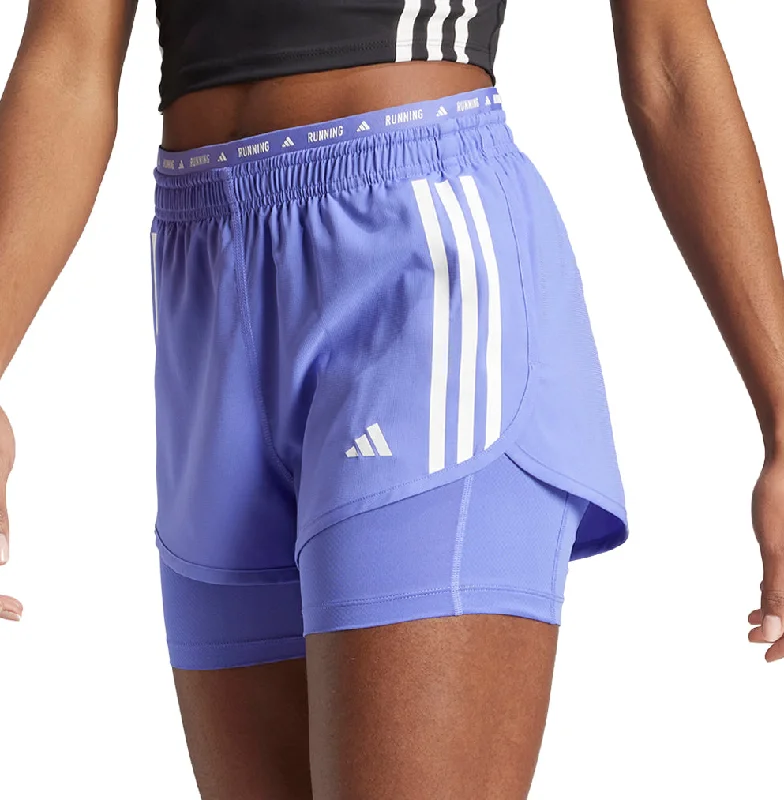 Women’s Designer Shoes adidas Own The Run 3 Stripes 2 In 1 Womens Running Shorts - Blue