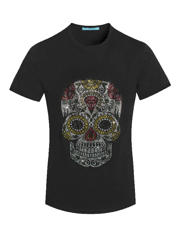 Women’s Summer Outerwear Skull design Tee with Crystals