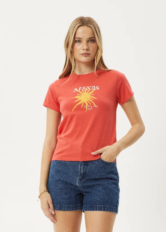 Plus Size Casual Tops AFENDS Womens Sky High - Regular Tee - Washed Tomato