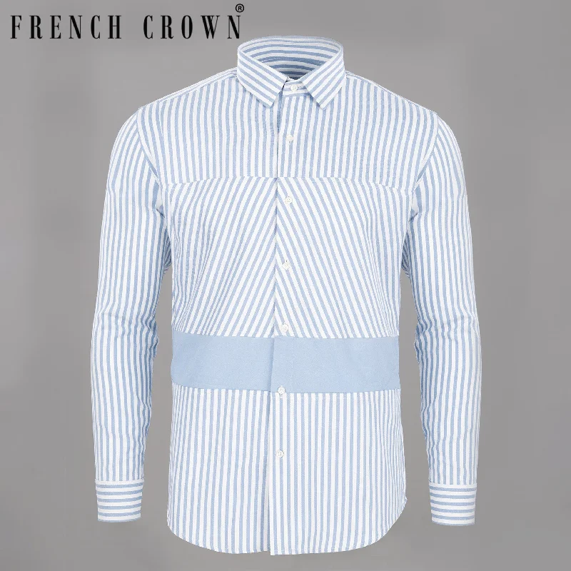 Women’s Outdoor Fashion Milky White & Pigeon Post Striped Royal Oxford Designer Shirt