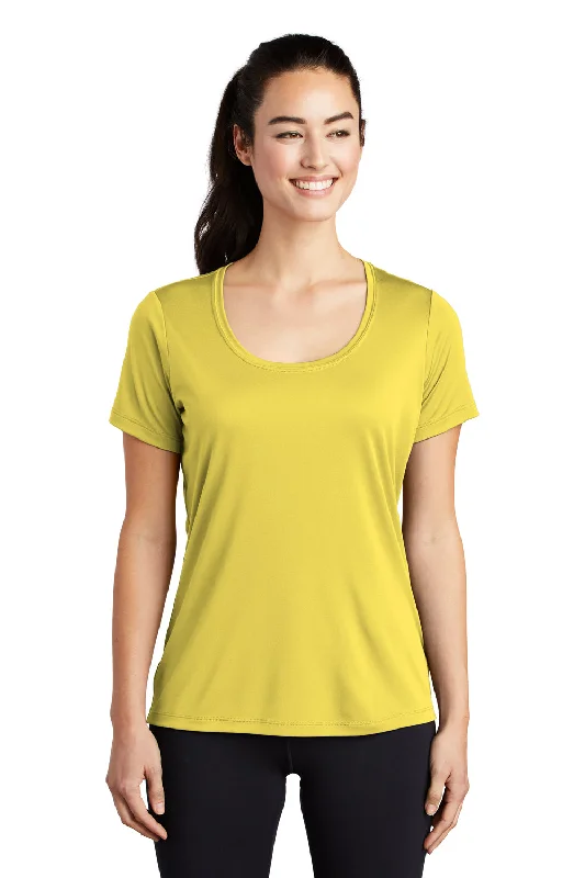 Women’s Comfortable Footwear Sport-Tek Womens Moisture Wicking Short Sleeve Scoop Neck T-Shirt - Yellow - Closeout