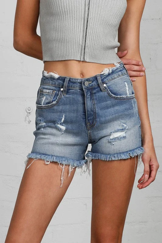 Women’s Winter Accessories MID-RISE PREMIUM DISTRESSED SHORTS