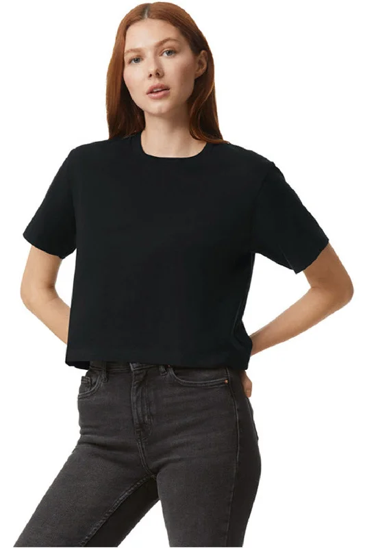 Casual Fashion Wear American Apparel Womens Fine Jersey Boxy Short Sleeve Crewneck T-Shirt - Black