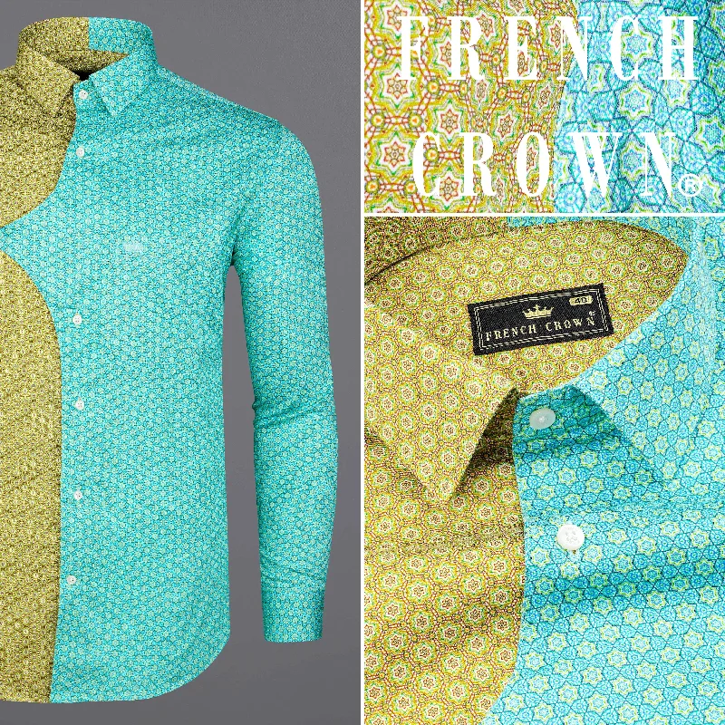 Winter Fashion For Work Murky Green and Downy Blue Super Soft Premium Cotton Designer Shirt