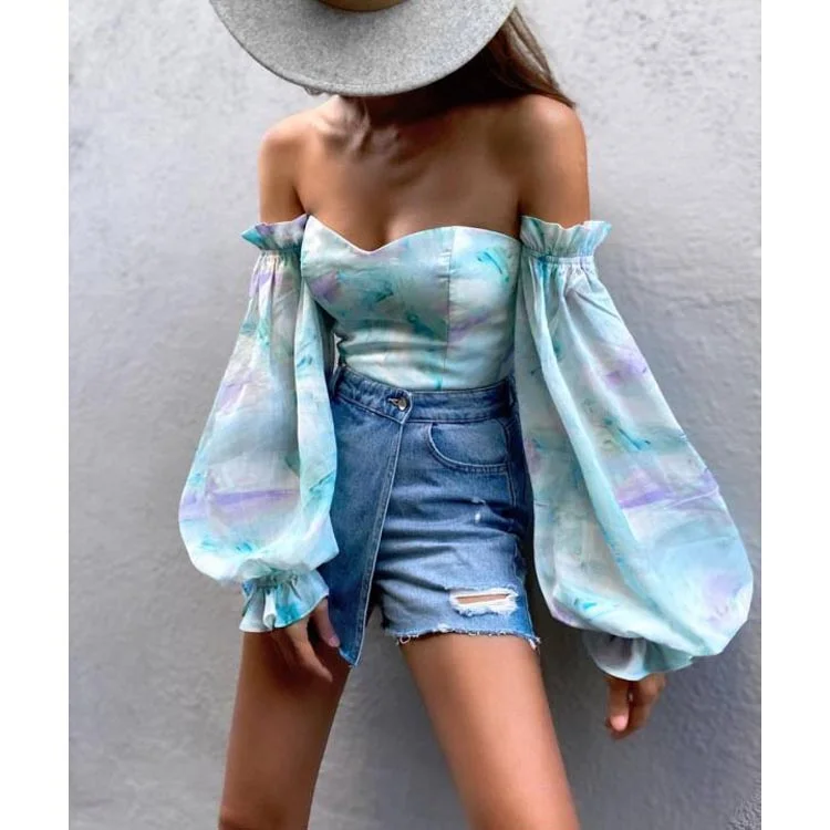 Women’s Swimwear Fashion Sexy Strapless Chiffon Women Blouses