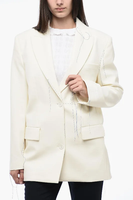 Stylish Maternity Tops Off-White Peak Lapel Blazer With Stitching Detail 40 Italian Size