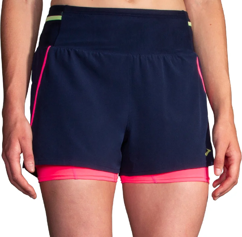 Plus Size Outerwear Clothing Brooks 3 Inch High Point 2.0 2 In 1 Womens Running Shorts - Blue