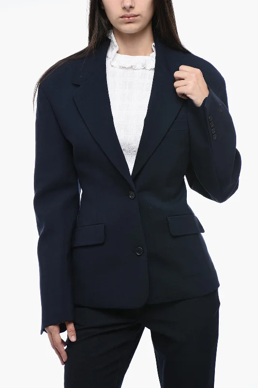 Stylish Jumpsuits For Women Off-White Stretch Wool Blazer With Flap Pocket 38 Italian Size