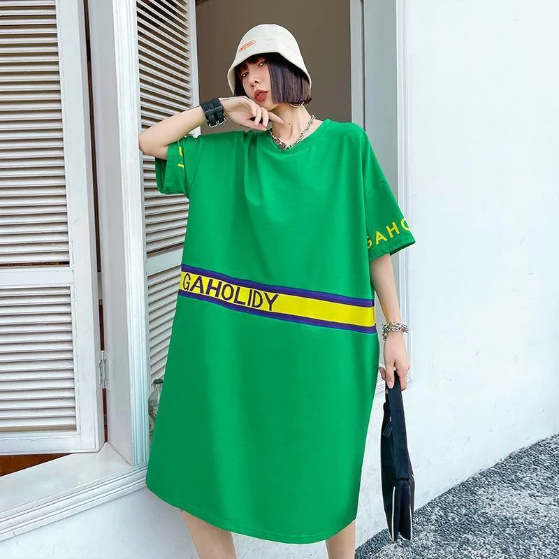 Comfortable Evening Gowns Women Summer Short Sleeves Letter T Shirt Dresses