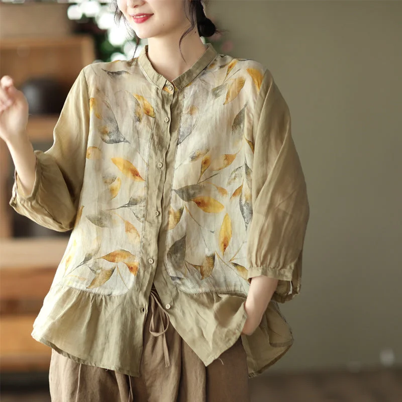 Fashion Dresses Online Vintage Flowers Classy Women Long Sleeves Shirts