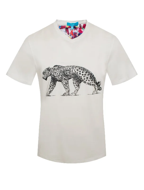 Stylish Maternity Tops White T-Shirt with Panther Motif (A1002)