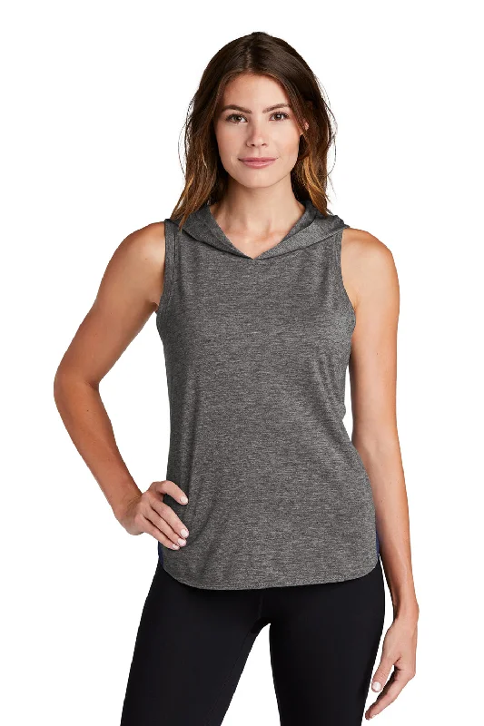 Women's Ski Wear Sport-Tek Womens Draft Moisture Wicking Hooded Tank Top Hoodie - True Navy Blue/Heather Dark Grey