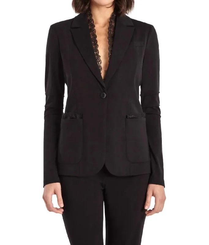 Maternity Fashion Clothes Lace Lear Blazer In Black