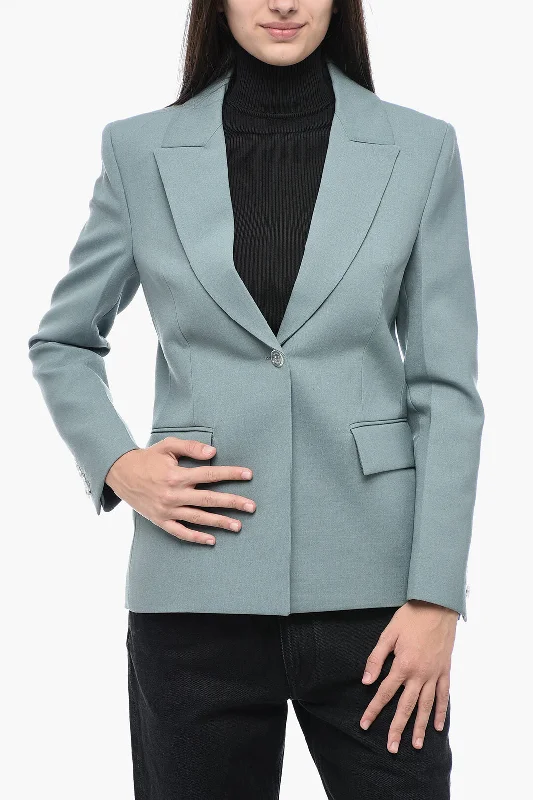 Stylish Fashion For Women Off-White Formal Wool Blended Blazer With Waist Pleat 46 Italian Size