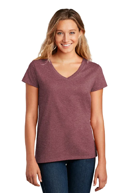 Women’s Casual Tops District Womens Re-Tee Short Sleeve V-Neck T-Shirt - Heather Maroon