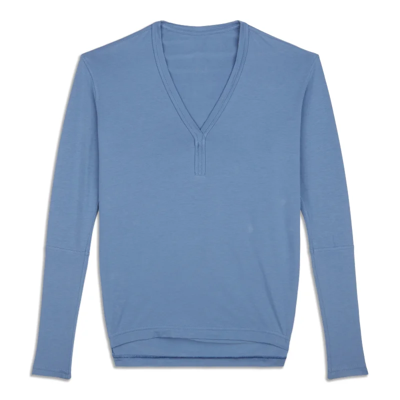 Casual Wear For Women Back In Action V-Neck Long-Sleeve Shirt - Resale