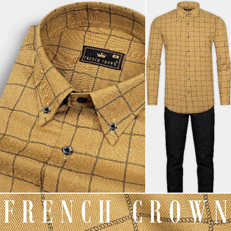 Women’s Outdoor Fashion Muesli Brown Windowpane Royal Oxford Shirt