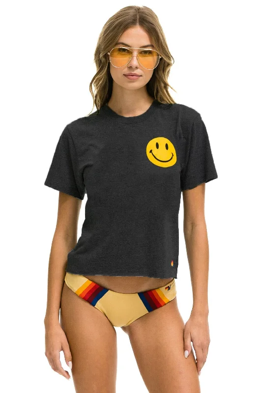 Trendy Boots For Women SMILEY 2 BOYFRIEND TEE - CHARCOAL