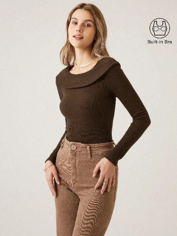 Fold-Down Flap Boatneck Brami Top