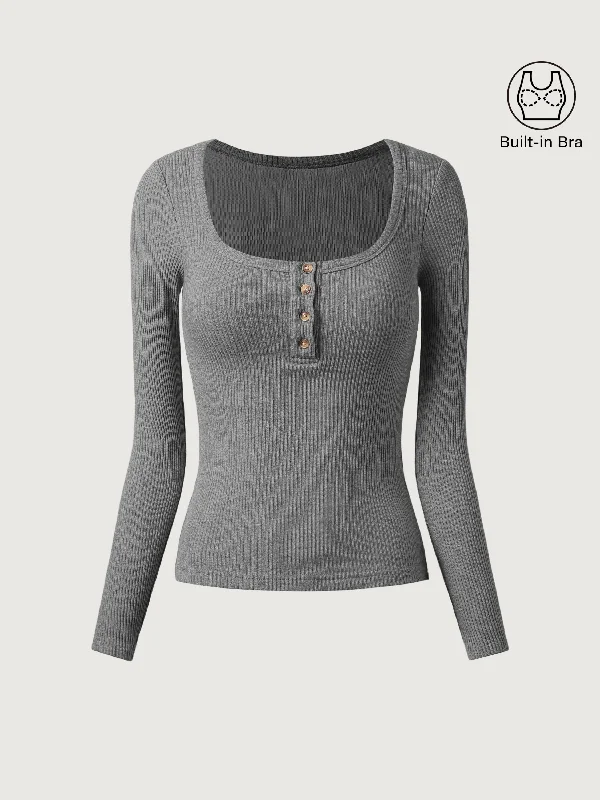 U-Neckline Henley Brami Top