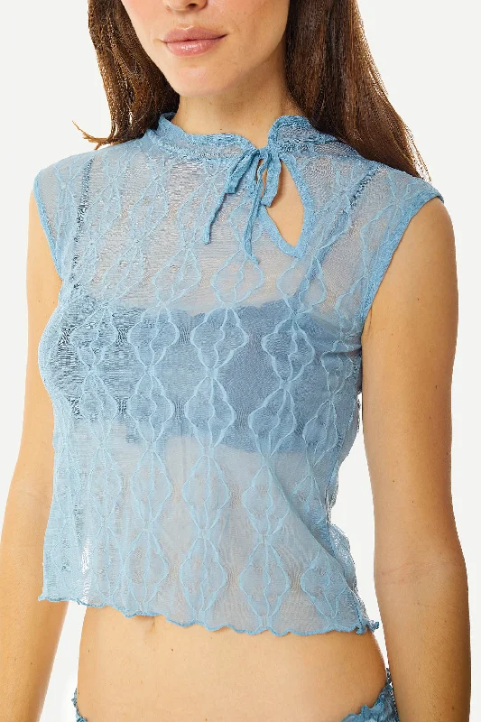 Delicate Blue Mariposa Keyhole Tee