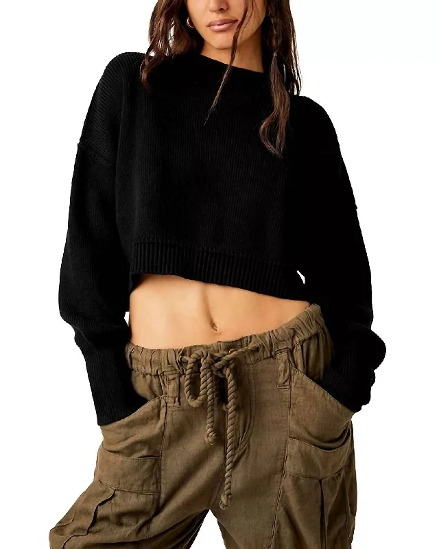 Easy Street Crop Sweater In Black