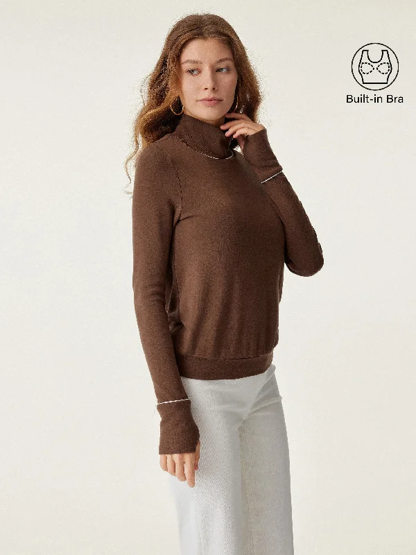 Mockneck Relaxed Pipping Brami Top