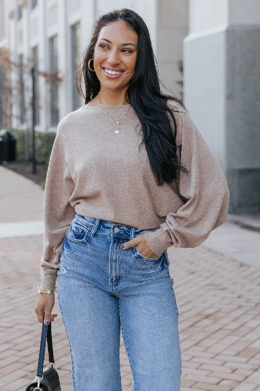 Off The Shoulder Cashmere Sweater - Camel