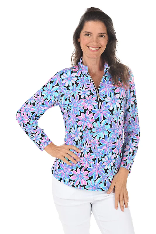 Bright Bouquet Cooling UPF50+ Mock Neck Top