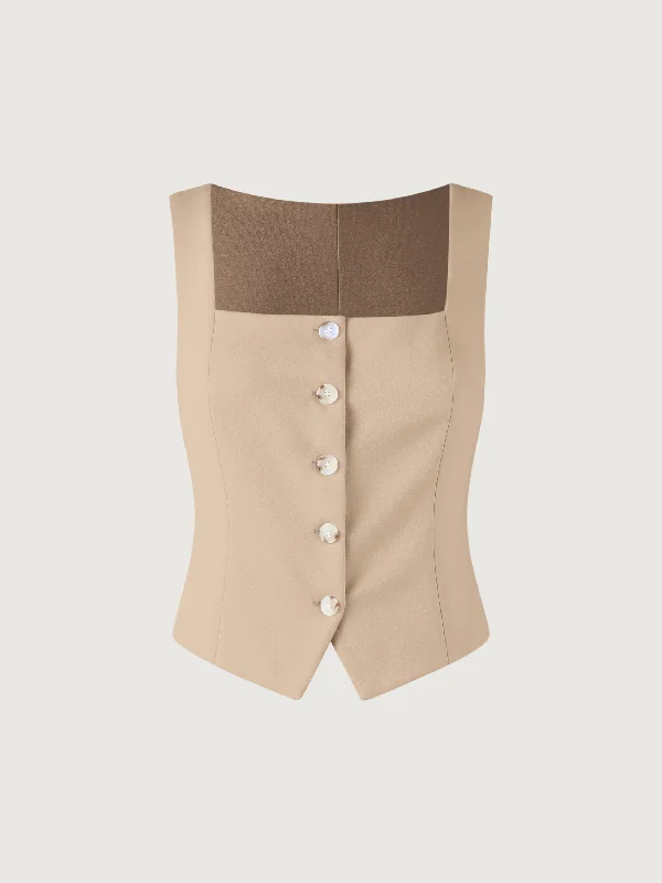 Square Neck Cropped Waistcoat