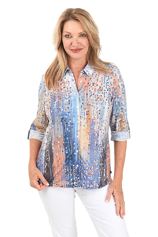 Confetti Roll-Tab Button-Front Shirt