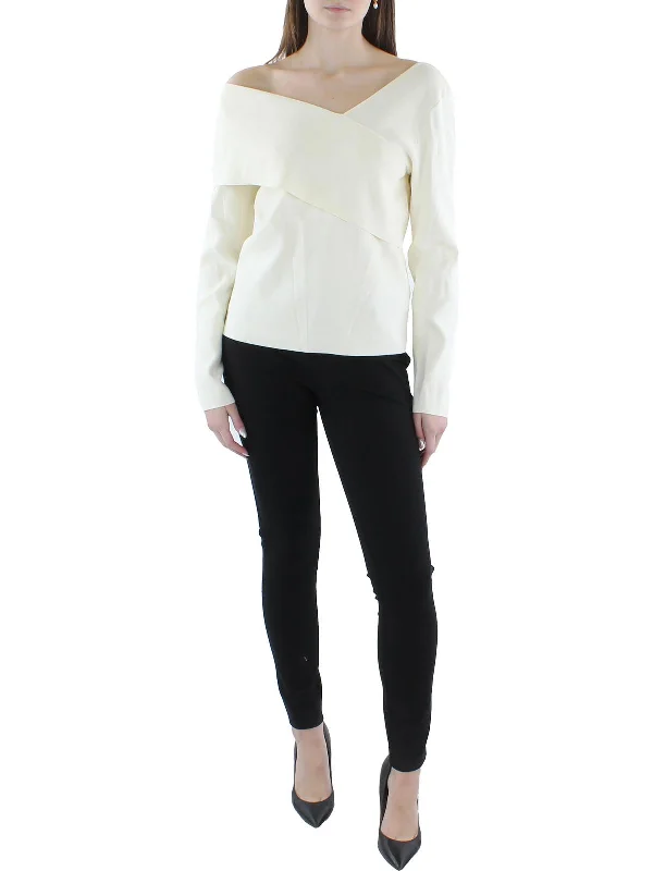 Womens Fitted Asymmetric Pullover Sweater